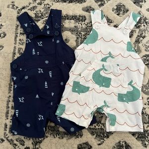 Sailboat and whale overalls/ shortalls set